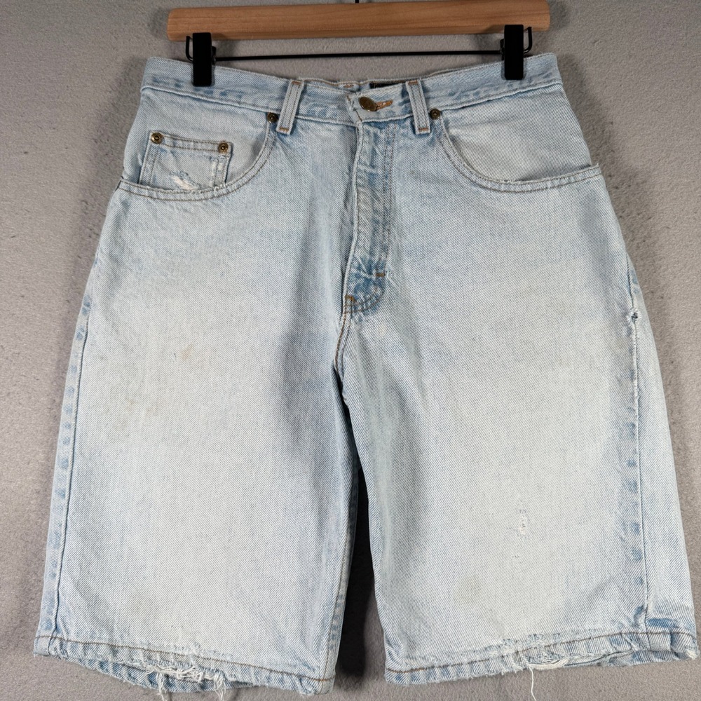 Vintage Eddie Bauer Mens Light Wash Denim Shorts 31 Blue 27234 Cotton Distressed